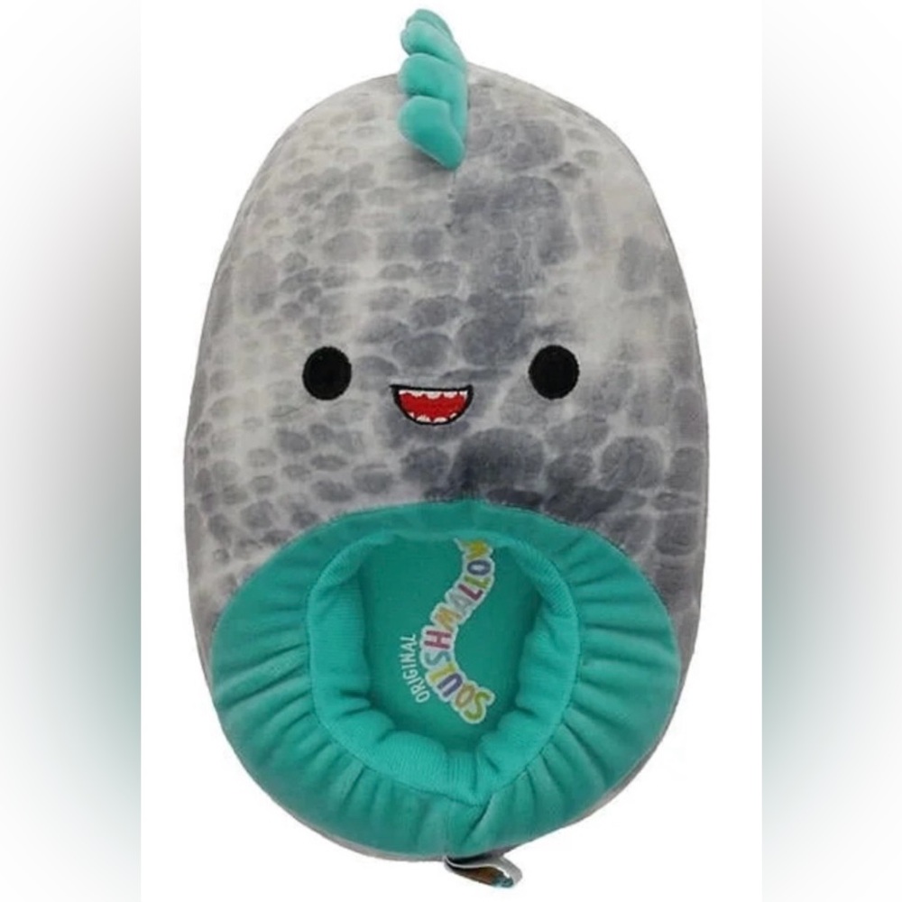 •NIP•Squishmallows Chuey the Dinosaur Plush Step-In Slippers for Kids